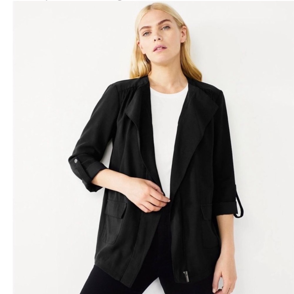 Nine West Black Drapey Utility Jacket, XL